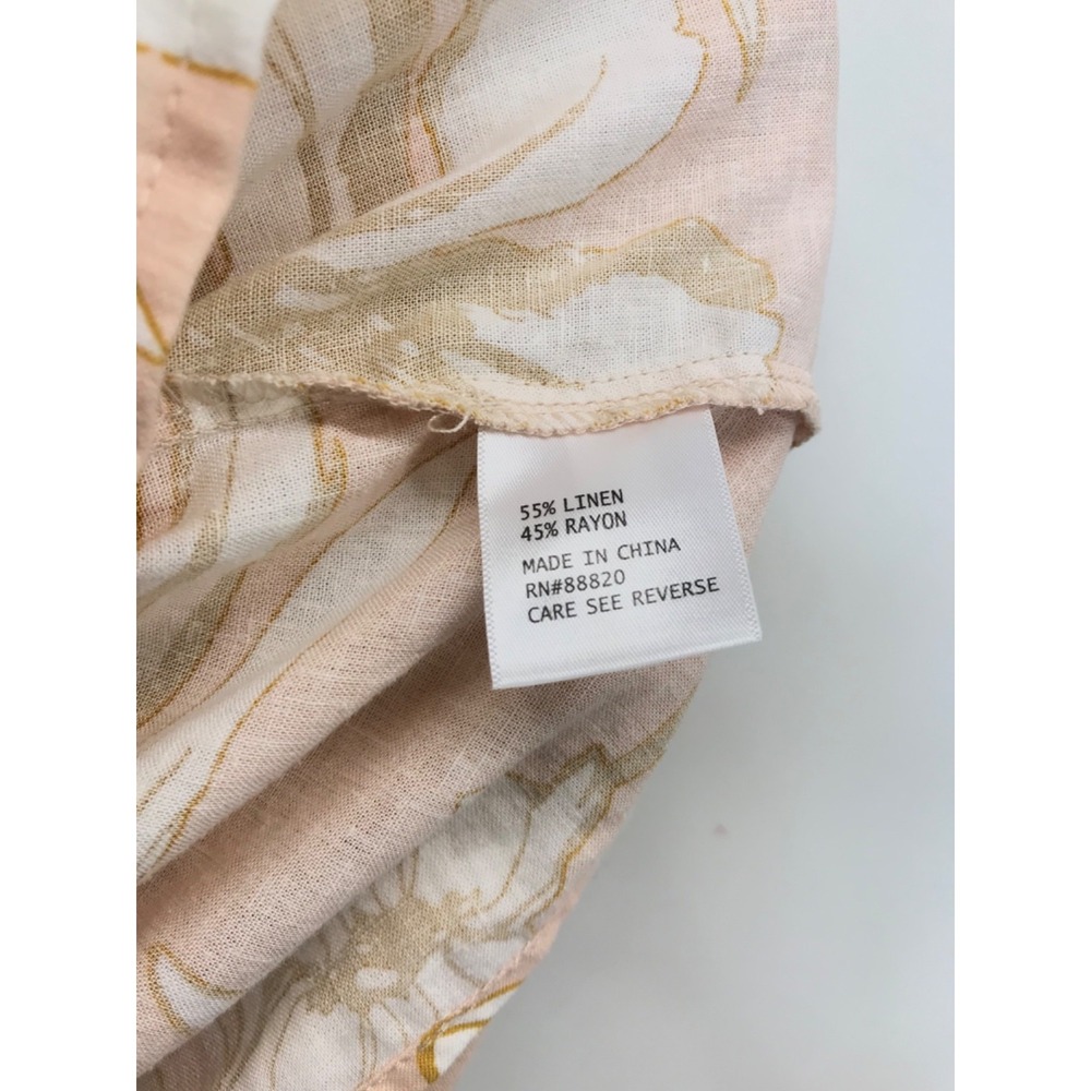 Rachel Zoe Blouse Womens Size M Linen Blend Button Up Tropical Crop Floral Beach - Picture 6 of 7